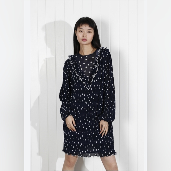 Ganni Dresses & Skirts - GANNI polka dot navy dress